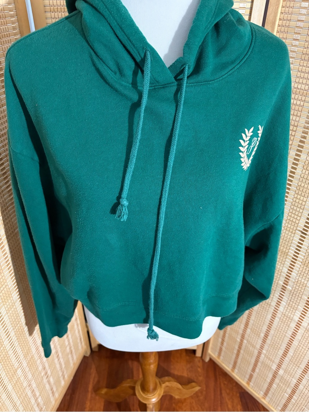 PINK Victoria's Secret Teal Green Cropped Hoodie
